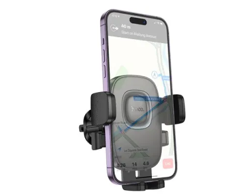 Автотримач Hoco H75 Crown one-button car holder(air outlet) black metal grey mag-6942007646901145285