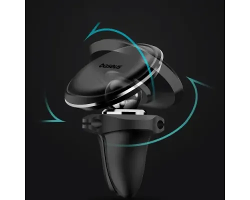 Автотримач Baseus Magnetic Car Mount Phone Holder with Cable Clip Air Vent Black C40141201113-00 mag-6932172648763144171