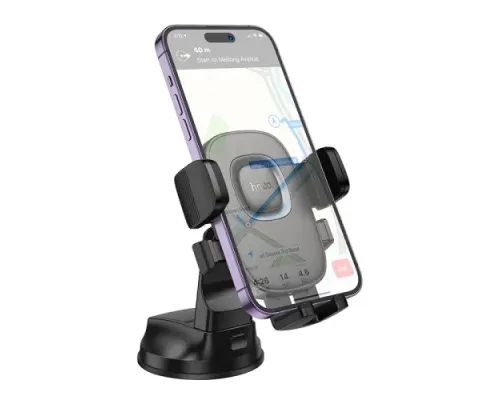 Автотримач Hoco H76 Crown one-button car holder(center console) black metal grey mag-6942007646918145286