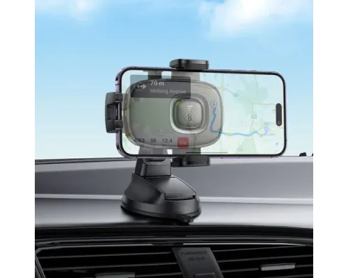 Автотримач Hoco H76 Crown one-button car holder(center console) black metal grey mag-6942007646918145286