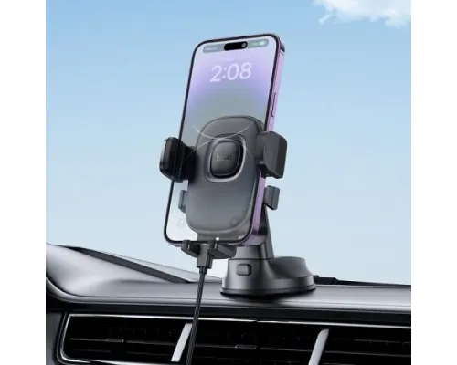 Автотримач Hoco H76 Crown one-button car holder(center console) black metal grey mag-6942007646918145286