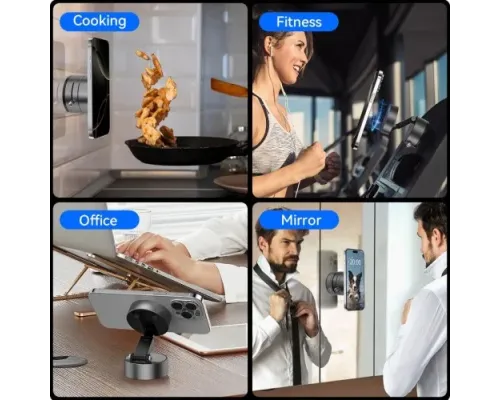 Автотримач XO C170 Vacuum suction cup Manual latch Magnetic holder Білий mag-6975837583436147328