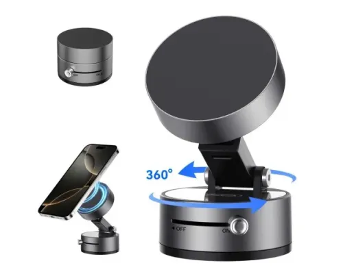 Автотримач XO C170 Vacuum suction cup Manual latch Magnetic holder Білий mag-6975837583436147328