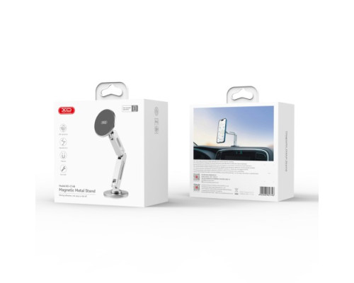 Автотримач XO C148 Metal Twin Bar 360° Rotating Magnetic Handse Срібний mag-692068085807157259
