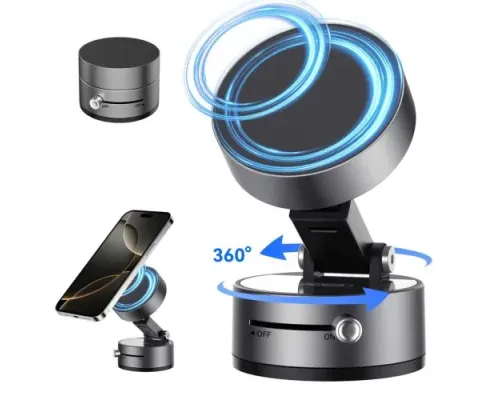 Автотримач XO C170 Vacuum suction cup Manual latch Magnetic holder Сірий mag-6975837583429143688