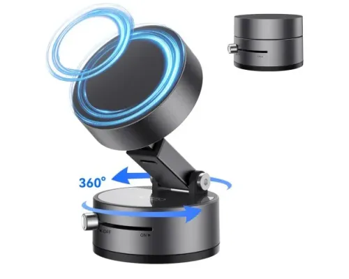 Автотримач XO C170 Vacuum suction cup Manual latch Magnetic holder Сірий mag-6975837583429143688