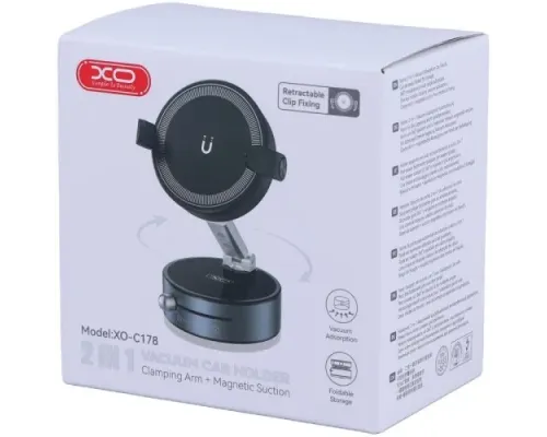 Автотримач XO C178 Magnetic + Clamping Arm Bracket Чорний mag-6975837585393147341