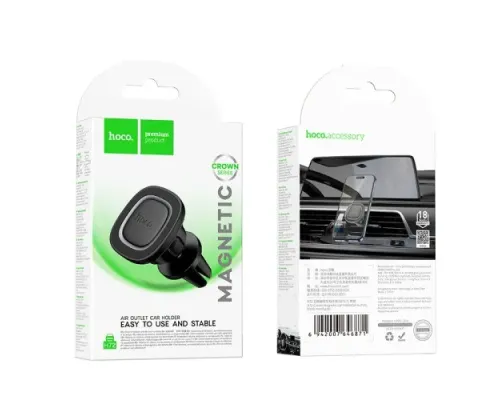 Автотримач Hoco H72 Crown magnetic car holder(air outlet) black metal grey mag-6942007646871145283
