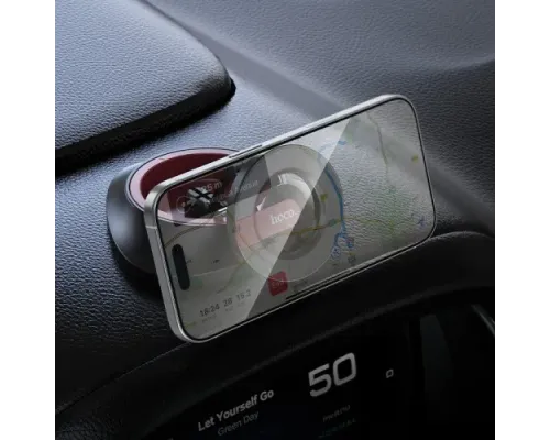Автотримач Hoco H90 Tower folding ring magnetic car holder(dashboard) black and red mag-6942007662635146172