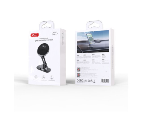 Автотримач XO C150 Magnetic 360° rotating holder with metal base Чорний mag-692068085916057277
