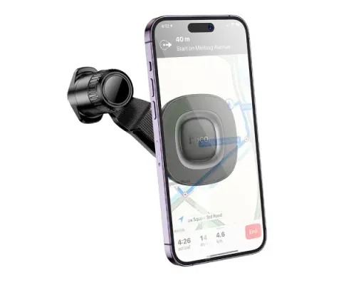 Автотримач Hoco H74 Crown ring magnetic car holder(air outlet) black metal grey mag-6942007646895146163