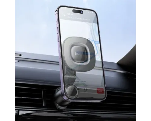 Автотримач Hoco H74 Crown ring magnetic car holder(air outlet) black metal grey mag-6942007646895146163