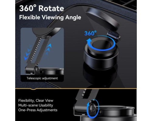 Автотримач XO C168 Rotary Adsorption Magnetic (Free Alcohol Pack + Magnet Sheet) Чорний mag-6975837583146140459