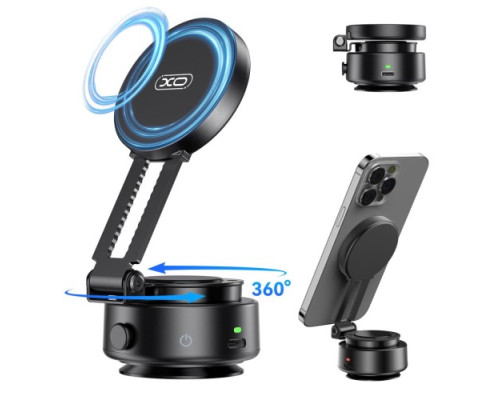 Автотримач XO C168 Rotary Adsorption Magnetic (Free Alcohol Pack + Magnet Sheet) Чорний mag-6975837583146140459