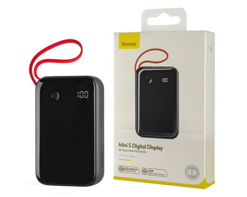 Універсальна мобільна батарея Baseus Mini S Digital Display 3A Power Bank 10000mAh Black (With IP Cable) (PPXF-E01) NBB-124732