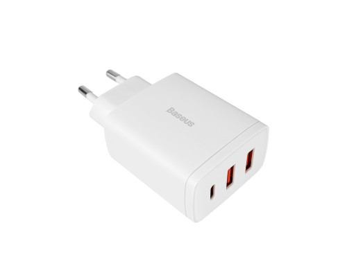 Зарядний пристрій Baseus Compact Quick Charger 2U+C 30W EU White NBB-124757