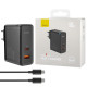 Зарядное устройство Baseus GaN5 Pro Fast Charger C+U 100W (Cable Type-C to Type-C 100W(20V/5A) 1m) Black (CCGP090201) NBB-133988