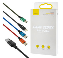 Кабель Baseus Fast 4-in-1 Cable For iP+Type-C(2)+Micro 3.5A 1.2m Black NBB-140165