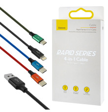 Кабель Baseus Fast 4-in-1 Cable For iP+Type-C(2)+Micro 3.5A 1.2m Black NBB-140165