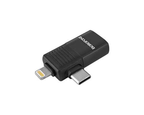 Перехідник BOROFONE BV18 iP male/Type-C male to USB female USB2.0 (2-in-1) Чорний (ZJJQ000101) NBB-140455