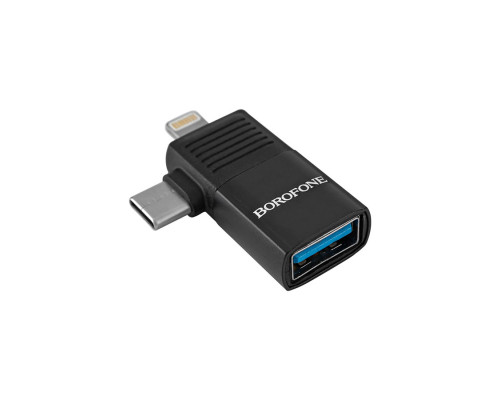 Перехідник BOROFONE BV18 iP male/Type-C male to USB female USB2.0 (2-in-1) Чорний (ZJJQ000101) NBB-140455