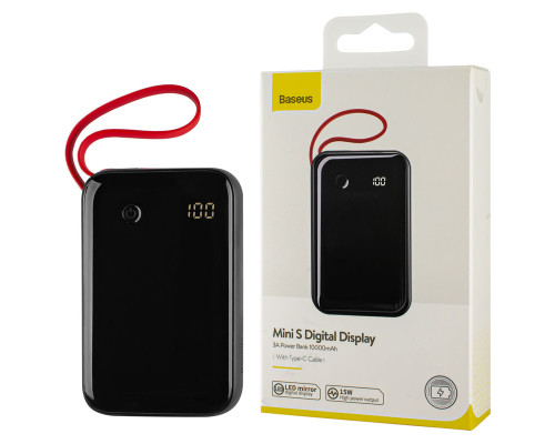 Універсальна мобільна батарея Baseus Mini S Digital Display 3A Power Bank 10000mAh Black (With Type-C Cable) (PPXF-A01) NBB-124734