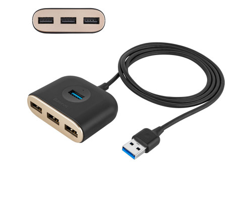 USB Hub Baseus Square round 4 in 1 USB HUB Adapter (USB3.0 TO USB3.0*1+USB2.0*3) 1m Black (CAHUB-AY01) NBB-139312