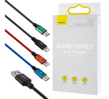 Кабель Baseus Fast 4-in-1 Cable For lightning(2)+Type-C+Micro 3.5A 1.2M Black NBB-140166