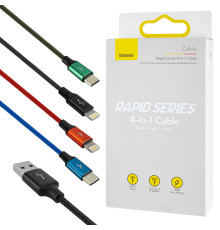 Кабель Baseus Fast 4-in-1 Cable For lightning(2)+Type-C+Micro 3.5A 1.2M Black NBB-140166