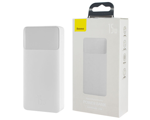 Універсальна мобільна батарея Baseus Bipow Digital Display Power bank, 20000mAh, 15W, White (PPDML-J02) NBB-124735