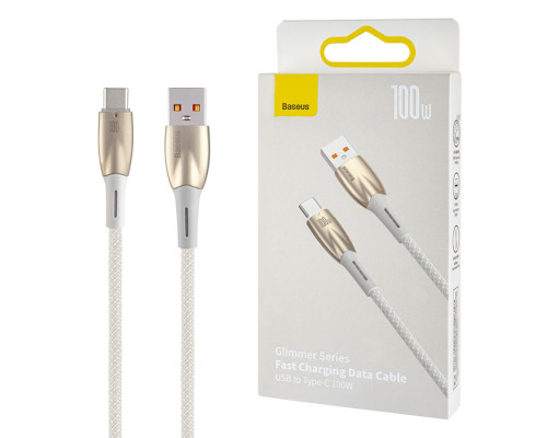 Кабель Baseus Glimmer Series Fast Charging Data Cable USB to Type-C 100W 1m White (CADH000402) NBB-140167