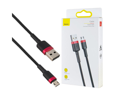 Кабель Baseus Cafule Cable USB Micro 2.4A 1m Red+Black (CAMKLF-B91) NBB-124785