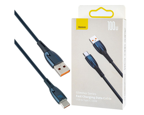 Кабель Baseus Glimmer Series Fast Charging Data Cable USB to Type-C 100W 2m Blue (CADH000503) NBB-140168