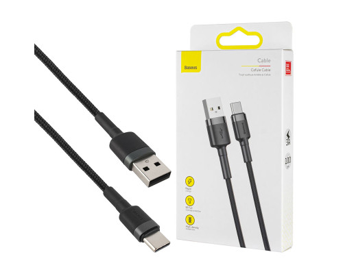 Кабель Baseus Cafule Cable USB Type-C 3A 1m Gray+Black (CATKLF-BG1) NBB-124786