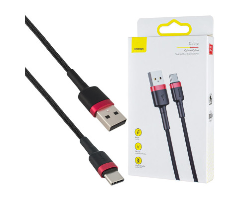 Кабель Baseus Cafule Cable USB Type-C 3A 1m Red+Black (CATKLF-B91) NBB-124787