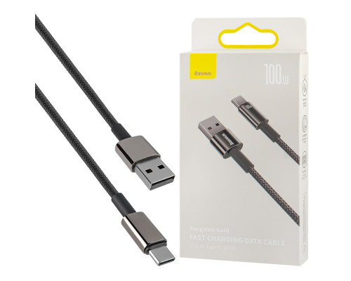 Кабель Baseus Tungsten Gold Fast Charging Data Cable USB to Type-C 100W 1m Black (CAWJ000001) NBB-133976