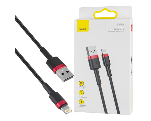 Кабель Baseus Cafule Cable USB для iP 2.4A 1m Red+Black (CALKLF-B19) NBB-124788