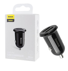 Автомобільний зарядний пристрій Baseus Grain Pro Car Charger Dual USB 4.8A Black NBB-115796