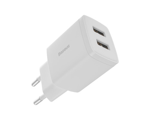 Зарядний пристрій Baseus Compact Charger 2U 10.5W EU White (2USB) (CCXJ010202) NBB-124753