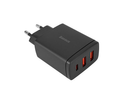 Зарядний пристрій Baseus Compact Quick Charger 2U+C 30W EU Black