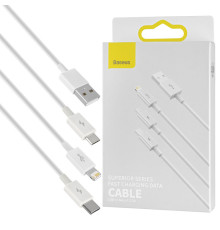 Кабель Baseus Superior Series Fast Charging Data Cable USB M+L+C 3.5A 1.5m White NBB-124777