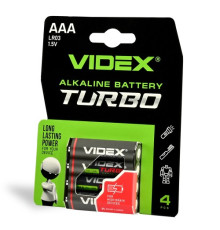 Батарейка VIDEX TURBO LR03 (AAA) blister 4 (4/40/720) mag-4820246482349142787