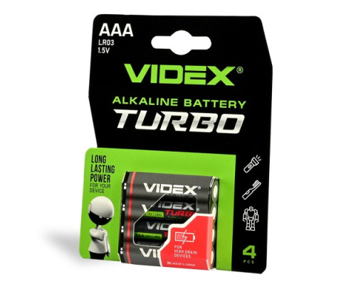 Батарейка VIDEX TURBO LR03 (AAA) blister 4 (4/40/720) mag-4820246482349142787