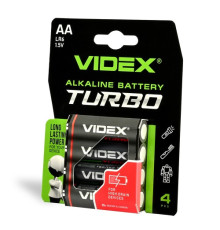 Батарейка VIDEX TURBO LR06 (AA) blister 4 (4/4/720) mag-4820246482356142788