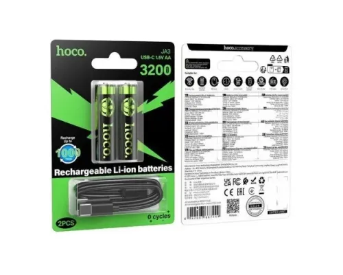 Акумулятори літієві Hoco JA3 AA rechargeable lithium battery(2PCS) 860мАг mag-6942007667449146291
