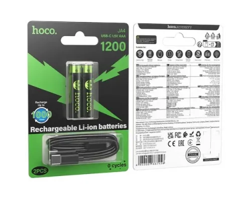 Акумулятори літієві Hoco JA4 AAA rechargeable lithium battery (2PCS) 320мАг mag-6942007667456146292