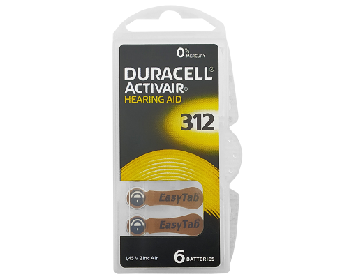 Батарейка для слухового апарату Duracell ZA312, PR-41, DA41 1.45V (1шт) PLS-00-00160163