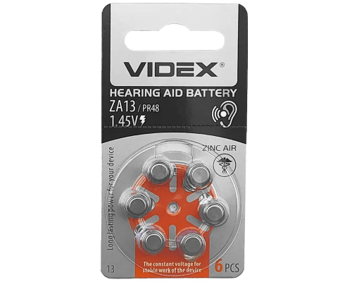 Батарейка для слухового апарату Videx ZA13, PR-48, V13 1.45V (1шт) PLS-00-00160158