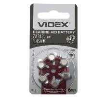 Батарейка для слухового апарату Videx ZA312, PR-41 1.45V (1шт) PLS-00-00160160
