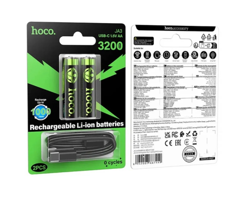 Акумуляторна батарейка Hoco JA3 AA USB-C (2шт) PLS-00-00160075